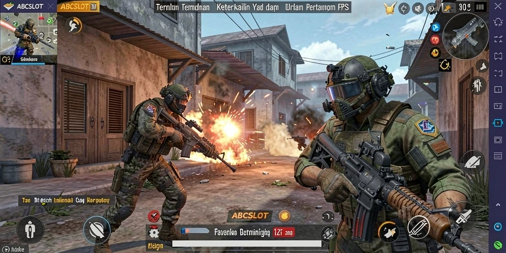 Screenshot ABCSLOT menunjukkan aksi tembak-menembak FPS yang mendebarkan.