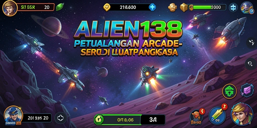 Tampilkan gameplay menegangkan ALIEN138 dengan tampilan luar angkasa yang indah.