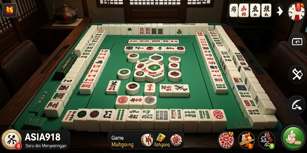 Tampilan gameplay seru di ASIA918 dengan desain Mahjong yang menarik.