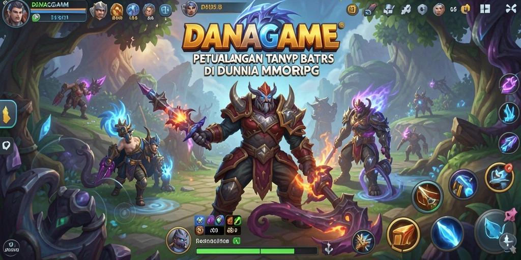 Screenshot utama DANAGAME menampilkan aksi pertempuran seru di dunia MMORPG.