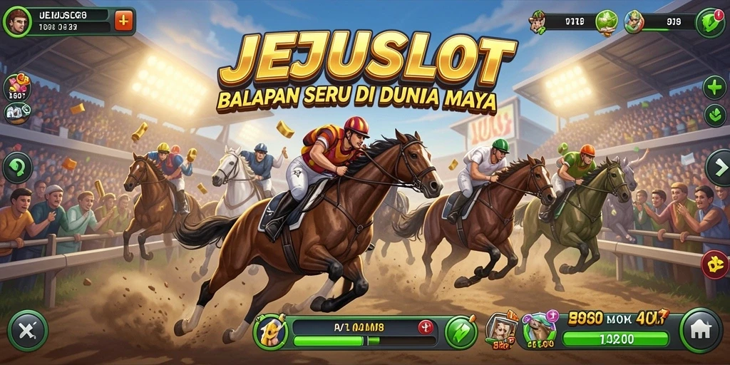Screenshot gameplay <strong>JEJUSLOT</strong> yang penuh aksi balapan.