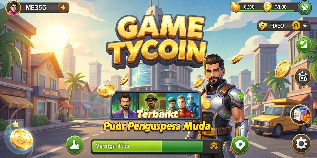 Screenshot gameplay ME355 yang menunjukkan penyusunan strategi bisnis.