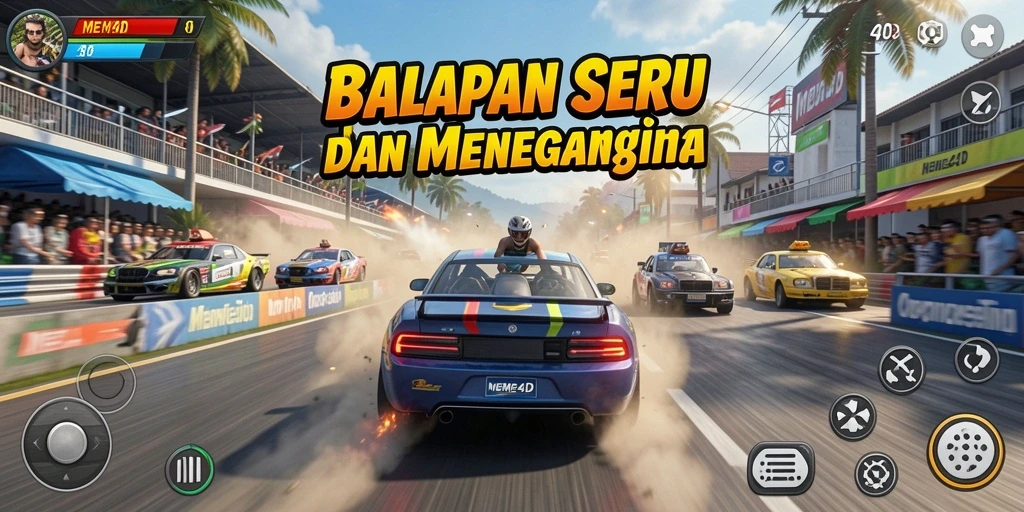 Tampilan mendebarkan dari balapan intens di MEME4D.