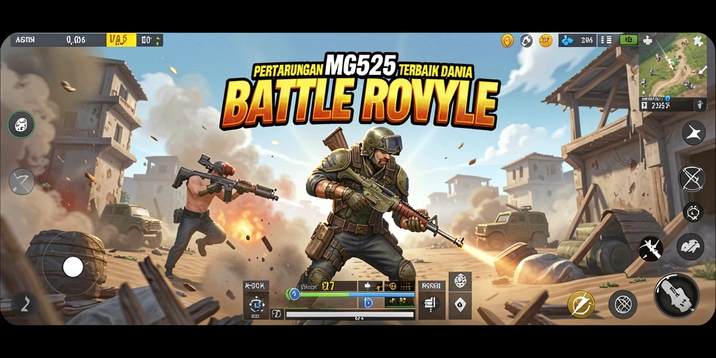 Gameplay seru dan intens di MG525, pertarungan Battle Royale yang menarik.