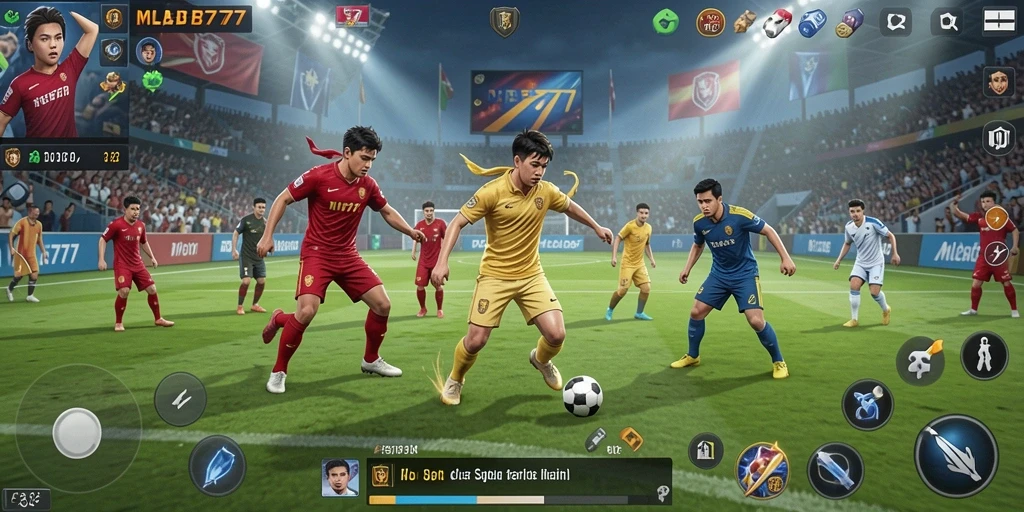Gameplay seru dalam MLBB777 yang menampilkan aksi sepak bola yang mendebarkan.