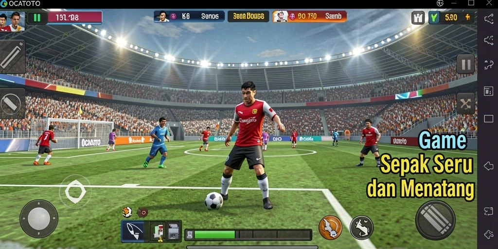 Tampilan gameplay seru dari game sepak bola OCATOTO.