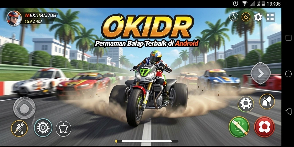 Tampilan menarik dari gameplay balap di OKIDR.