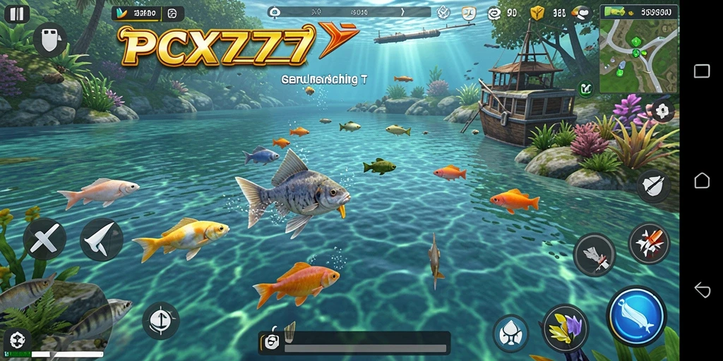 Screenshot PCX777 menampilkan aksi memancing yang menegangkan dan indah.