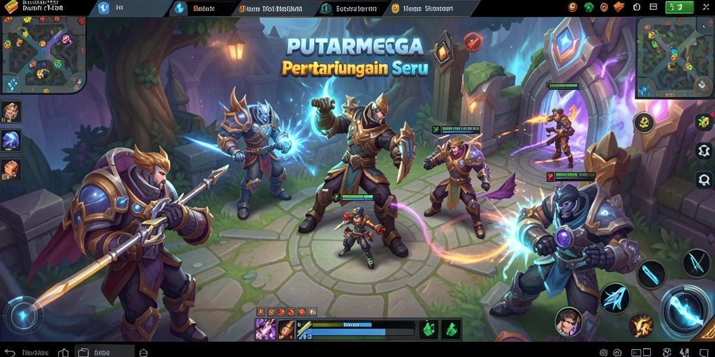 Screenshot utama PUTARMEGA menampilkan pertarungan multiplayer yang seru.