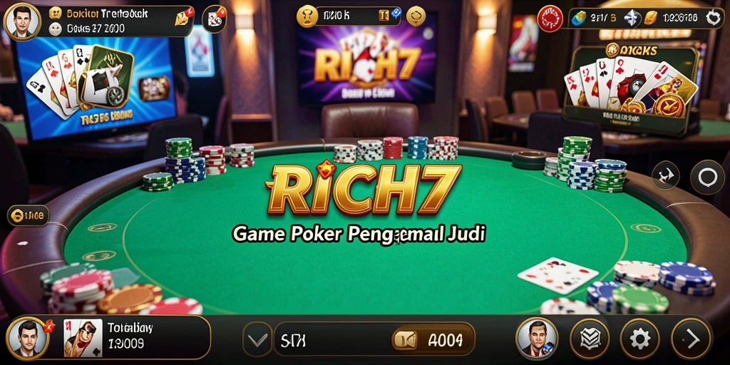 Gameplay RICH7 menampilkan suasana Poker yang mendebarkan.