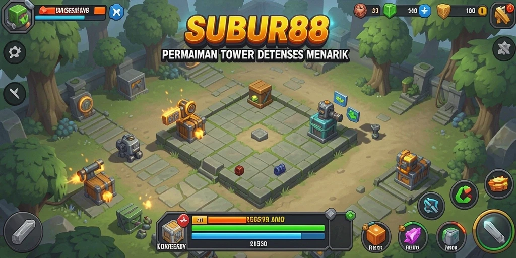 Tangkapan layar SUBUR88 menunjukkan aksi seru dalam gameplay Tower Defense.