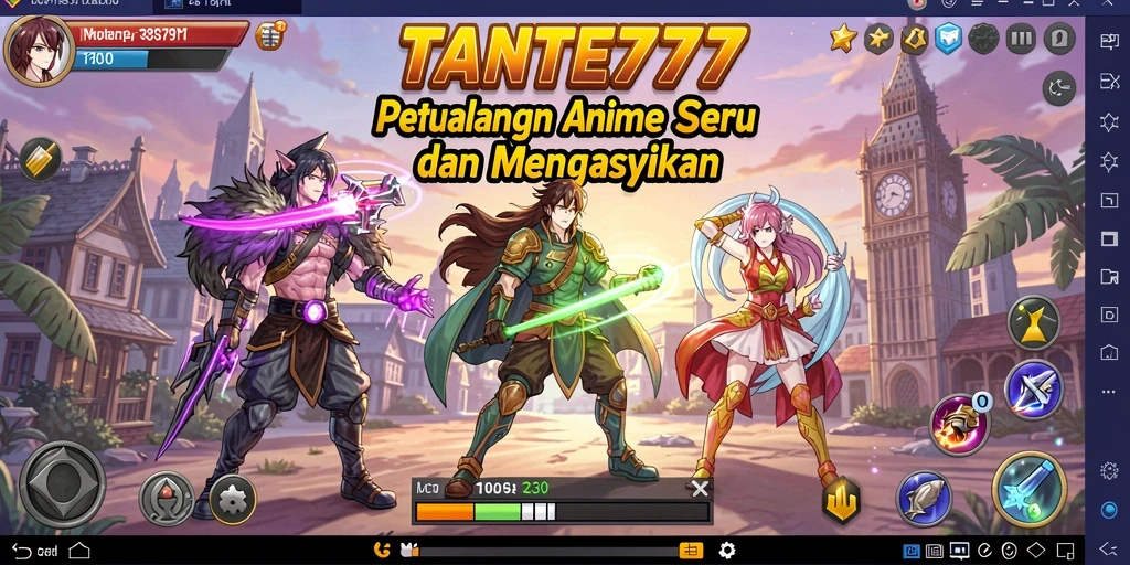 Screenshot gameplay TANTE777 menampilkan aksi seru karakter anime.