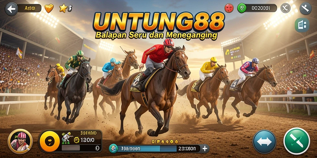 Tampilan gameplay penuh aksi dari UNTUNG88 saat balapan berlangsung.