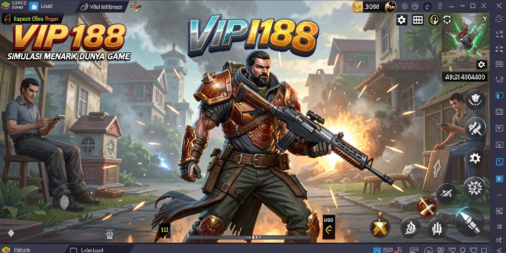 Screenshot utama gameplay VIP188 dengan elemen simulasi yang hidup.