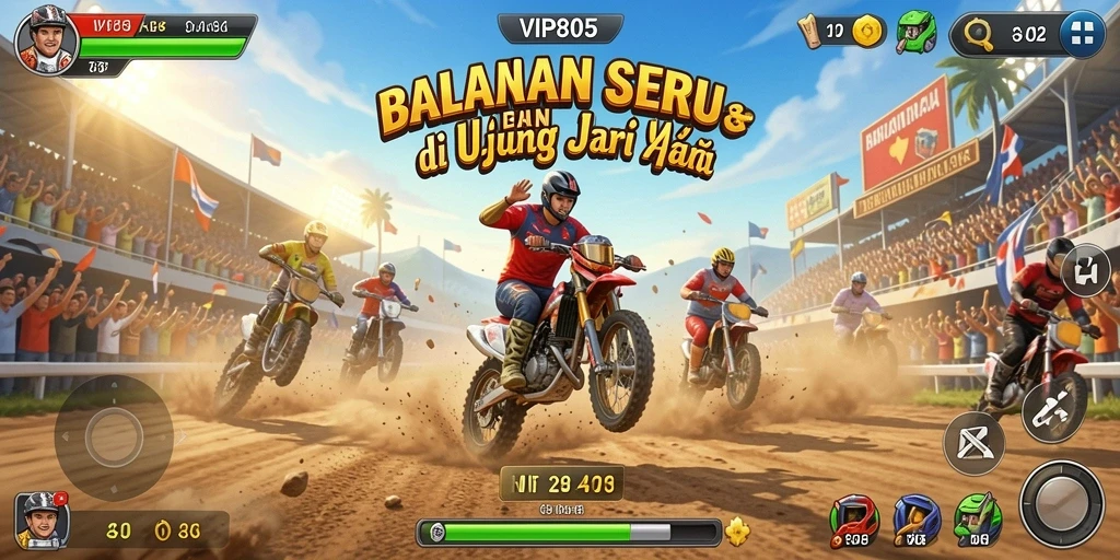 Tangkapan layar dari gameplay Racing yang mendebarkan di VIP805.